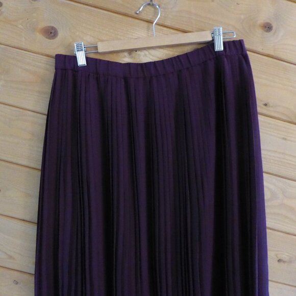 Eileen Fisher Purple Waistband Pull On Midi Long Micro Pleated Skirt NWT NEW 10 - Picture 5 of 15